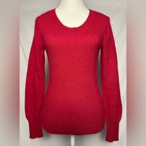 MERCER & MADISON Angora Blend Red Knit Preppy Feminine Scoop Neck Sweater Size S